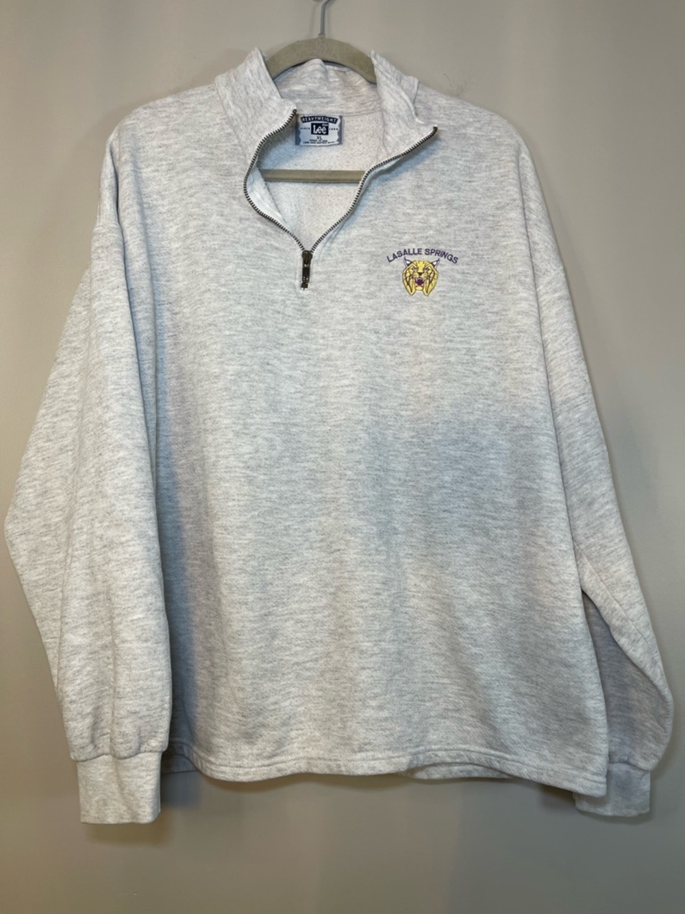 Lee Men’s Light Gray Quarter-Zip Pullover Sweater Lasalle Springs